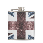 Rote blaue Glitzern unter der Flagge Rustikales UK Flachmann (Vorderseite)