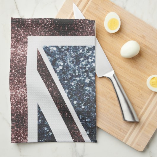 Rote blaue Glitzern unter der Flagge Rustikales UK Geschirrtuch (Viertel Falte)