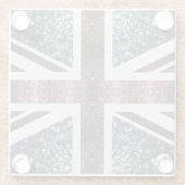 Rote blaue Glitzern unter der Flagge Rustikales UK Glasuntersetzer (Rückseite)