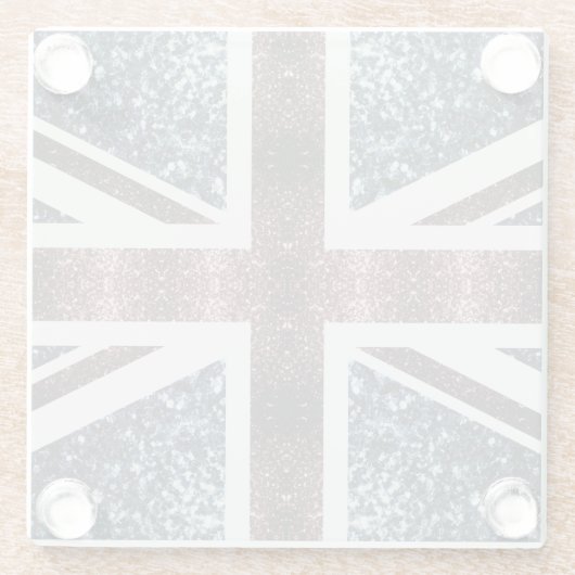 Rote blaue Glitzern unter der Flagge Rustikales UK Glasuntersetzer (Rückseite)