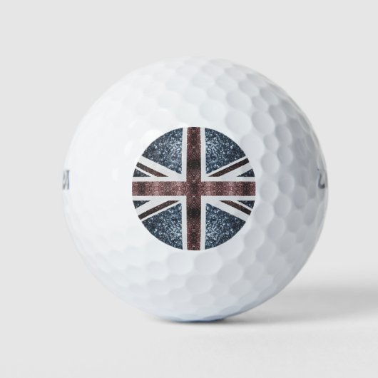 Rote blaue Glitzern unter der Flagge Rustikales UK Golfball (Vorderseite)