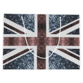 Rote blaue Glitzern unter der Flagge Rustikales UK Große Geschenktüte (Rückseite)