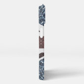 Rote blaue Glitzern unter der Flagge Rustikales UK iPhone Hülle (Rechte Seite)