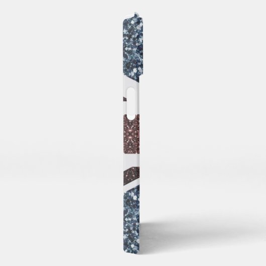 Rote blaue Glitzern unter der Flagge Rustikales UK iPhone Hülle (Rechte Seite)