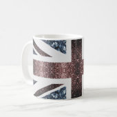Rote blaue Glitzern unter der Flagge Rustikales UK Kaffeetasse (Vorderseite Links)