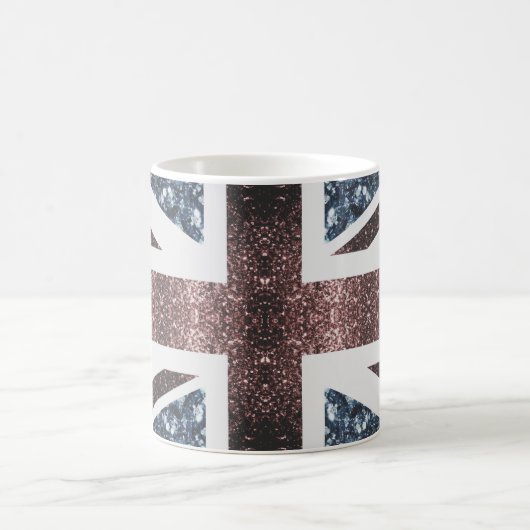 Rote blaue Glitzern unter der Flagge Rustikales UK Kaffeetasse (Mittel)