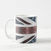 Rote blaue Glitzern unter der Flagge Rustikales UK Kaffeetasse (Links)