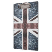 Rote blaue Glitzern unter der Flagge Rustikales UK Klemmbrett (Links)