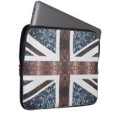 Rote blaue Glitzern unter der Flagge Rustikales UK Laptopschutzhülle (Vorne Rechts)