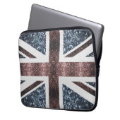 Rote blaue Glitzern unter der Flagge Rustikales UK Laptopschutzhülle (Vorderseite Links)