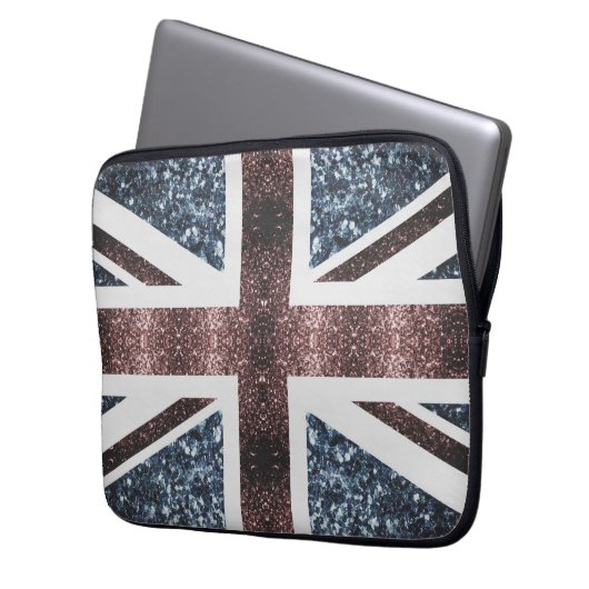 Rote blaue Glitzern unter der Flagge Rustikales UK Laptopschutzhülle (Vorderseite Links)