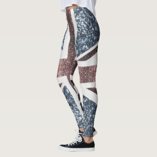 Rote blaue Glitzern unter der Flagge Rustikales UK Leggings