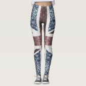 Rote blaue Glitzern unter der Flagge Rustikales UK Leggings (Vorderseite)