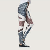 Rote blaue Glitzern unter der Flagge Rustikales UK Leggings (Rechts)