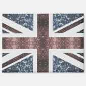 Rote blaue Glitzern unter der Flagge Rustikales UK Magnet (Vorderseite)