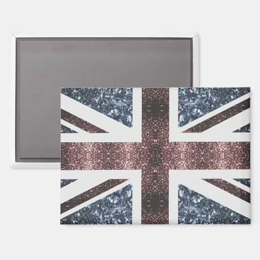 Rote blaue Glitzern unter der Flagge Rustikales UK Magnet (Vorderseite/Rückseite)