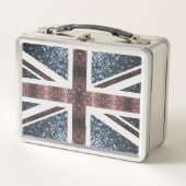 Rote blaue Glitzern unter der Flagge Rustikales UK Metall Brotdose (Vorderseite)