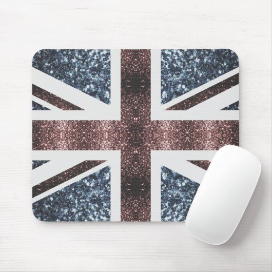 Rote blaue Glitzern unter der Flagge Rustikales UK Mousepad (Mit Mouse)