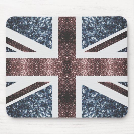 Rote blaue Glitzern unter der Flagge Rustikales UK Mousepad (Vorne)