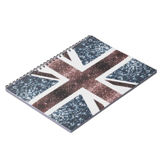 Rote blaue Glitzern unter der Flagge Rustikales UK Notizblock (Linke Seite)