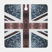 Rote blaue Glitzern unter der Flagge Rustikales UK Ornament Aus Metall (Vorderseite)