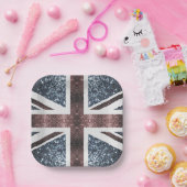 Rote blaue Glitzern unter der Flagge Rustikales UK Pappteller (Party)