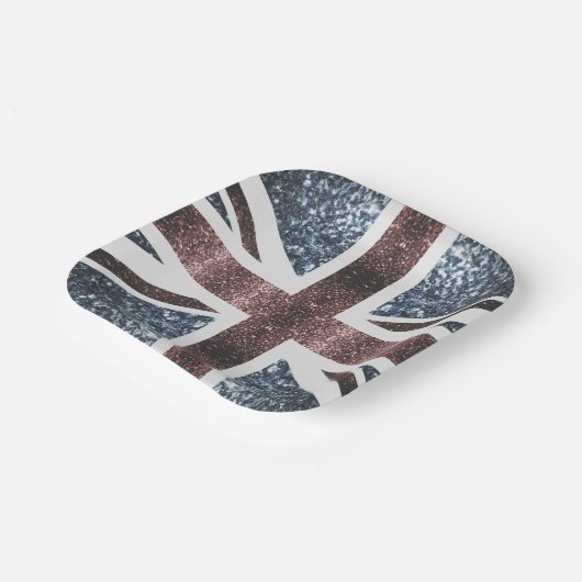Rote blaue Glitzern unter der Flagge Rustikales UK Pappteller (Gewinkelt)