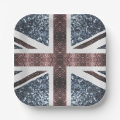 Rote blaue Glitzern unter der Flagge Rustikales UK Pappteller (Vorderseite)