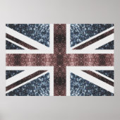 Rote blaue Glitzern unter der Flagge Rustikales UK Poster (Vorne)