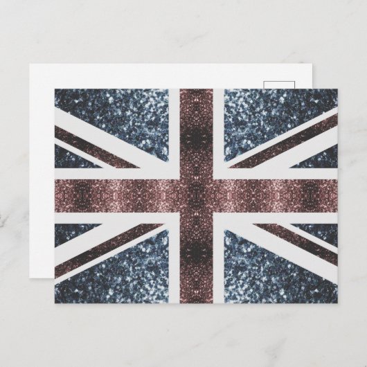 Rote blaue Glitzern unter der Flagge Rustikales UK Postkarte (Vorne/Hinten)