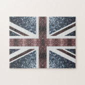 Rote blaue Glitzern unter der Flagge Rustikales UK Puzzle (Horizontal)