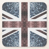 Rote blaue Glitzern unter der Flagge Rustikales UK Rechteckiger Pappuntersetzer (Vorderseite)