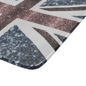 Rote blaue Glitzern unter der Flagge Rustikales UK Schneidebrett (Ecke)