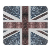 Rote blaue Glitzern unter der Flagge Rustikales UK Schneidebrett (Vorderseite)
