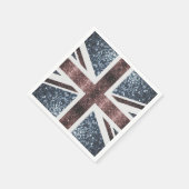 Rote blaue Glitzern unter der Flagge Rustikales UK Serviette (Ecke)