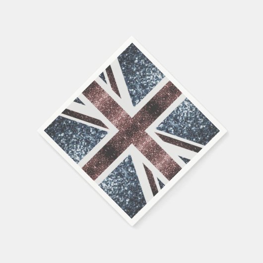 Rote blaue Glitzern unter der Flagge Rustikales UK Serviette (Ecke)
