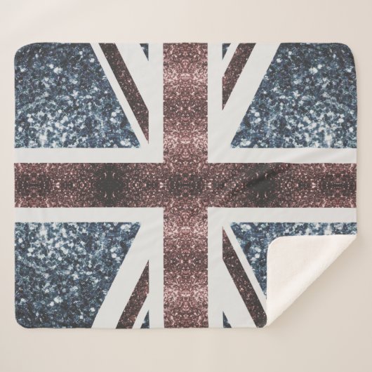Rote blaue Glitzern unter der Flagge Rustikales UK Sherpadecke (Vorderseite (Horizontal))