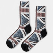 Rote blaue Glitzern unter der Flagge Rustikales UK Socken (Linkes Detail)
