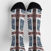 Rote blaue Glitzern unter der Flagge Rustikales UK Socken (Oben)