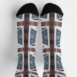 Rote blaue Glitzern unter der Flagge Rustikales UK Socken