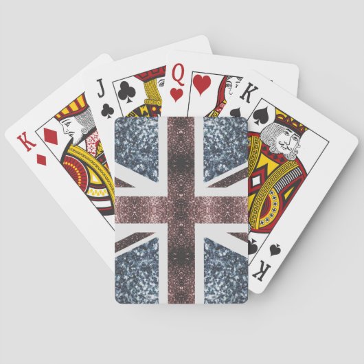 Rote blaue Glitzern unter der Flagge Rustikales UK Spielkarten (Rückseite)