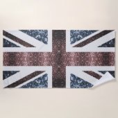 Rote blaue Glitzern unter der Flagge Rustikales UK Strandtuch (Vorderseite)