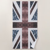 Rote blaue Glitzern unter der Flagge Rustikales UK Strandtuch (Vorderseite)