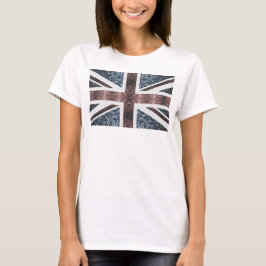 Rote blaue Glitzern unter der Flagge Rustikales UK T-Shirt