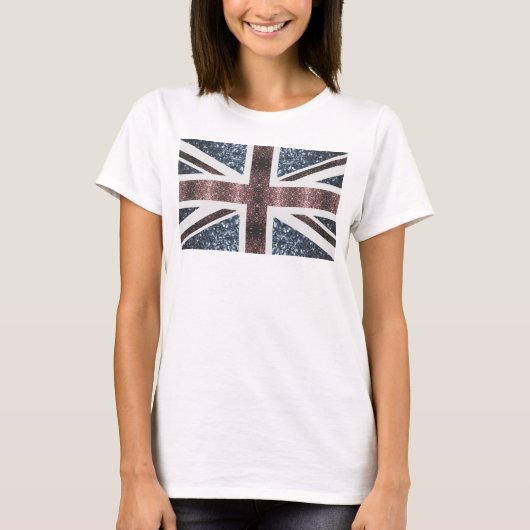 Rote blaue Glitzern unter der Flagge Rustikales UK T-Shirt (Vorderseite)