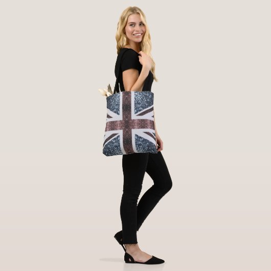 Rote blaue Glitzern unter der Flagge Rustikales UK Tasche (Am Model)