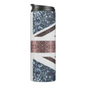 Rote blaue Glitzern unter der Flagge Rustikales UK Thermosbecher (Nach rechts gedreht)
