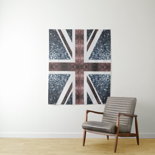 Rote blaue Glitzern unter der Flagge Rustikales UK Wandteppich (Beispiel)