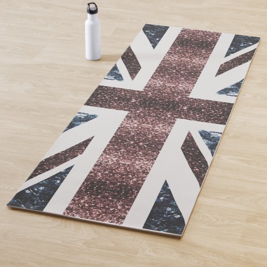 Rote blaue Glitzern unter der Flagge Rustikales UK Yogamatte (Beispiel)