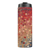 Rote Blaue Gold Glitter Punkte Thermosbecher (Vorderseite)